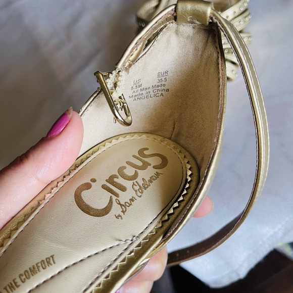 Circus by Sam Edelman Women's Gold Ankle Strap Stiletto Sandals Size 5.5 - Picture 7 of 8